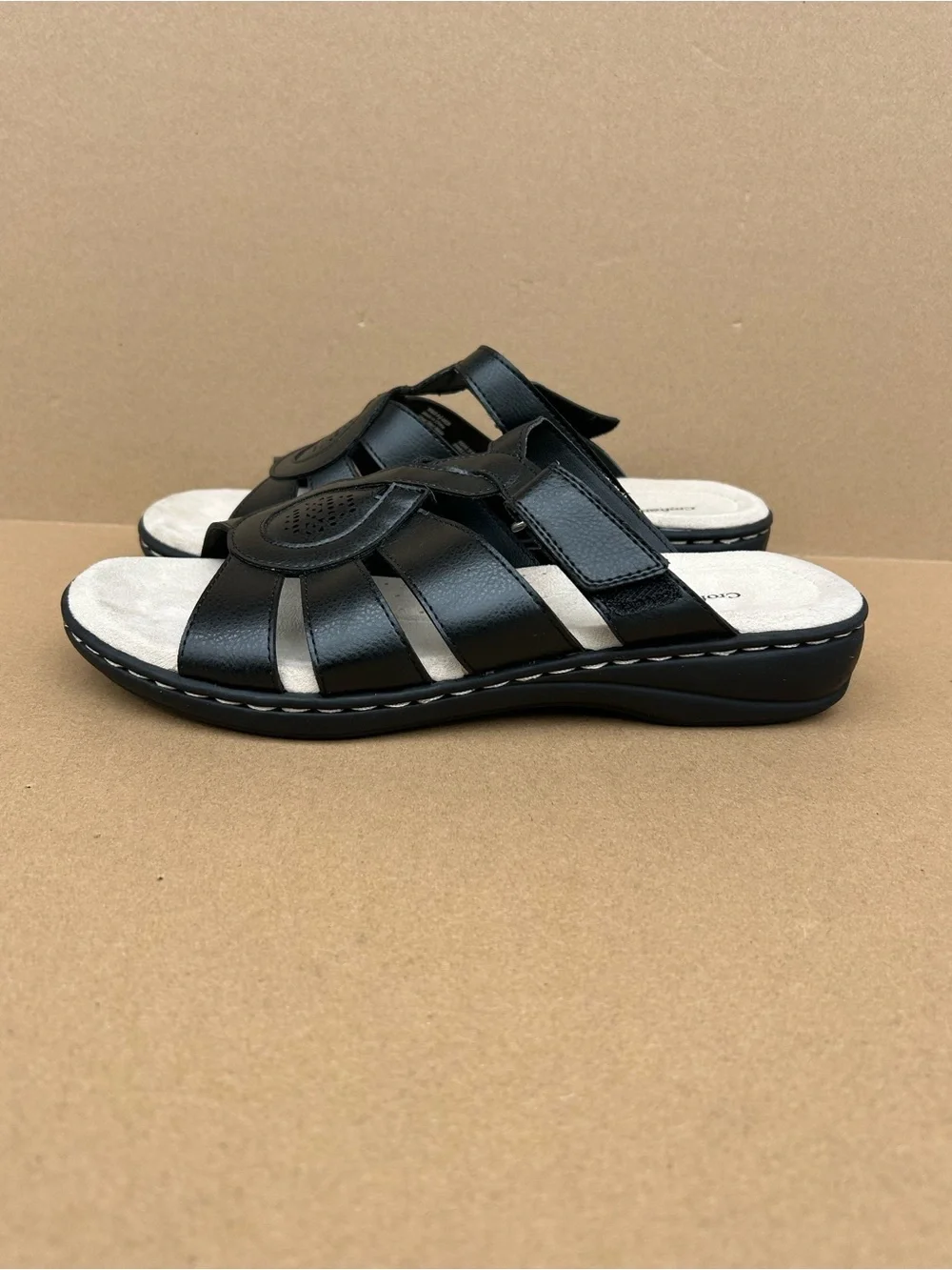 Croft & Barrow Dwelling Strappy Sandals Slip on Comfy Women’s sz 10M Black